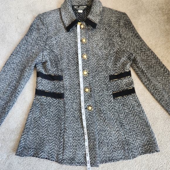 St John Marie Gray Soft Wool Blend Prep Jacket Knit Blazer Classic Luxury Size 8 - Picture 12 of 16